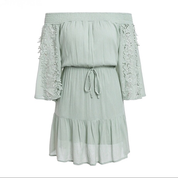 Mint Green Off-Shoulder Dress - Picture 5 of 7